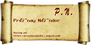 Prónay Nándor névjegykártya